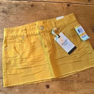 NWT American Rag Mico Mini yellow stretch denim skirt